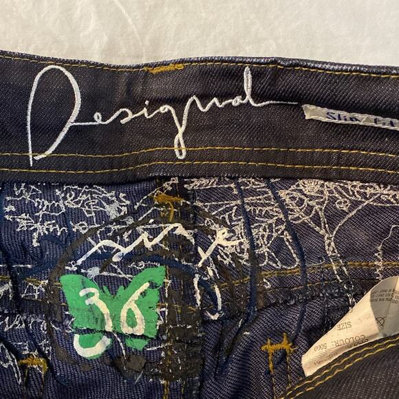 Desigual Spain Embroidered Low Rise Slim Fit Skinny Jeans Size 4 - Picture 3 of 12